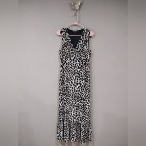 INC International Concepts Animal Print Ruffle Hem V-Neck Cocktail Dress